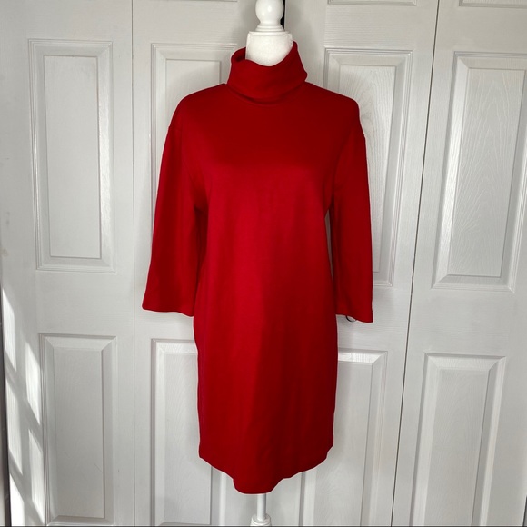 🔥SOLD🔥 Zara Trafaluc Turtleneck 3/4 Sleeve Dress Red S - Picture 2 of 16